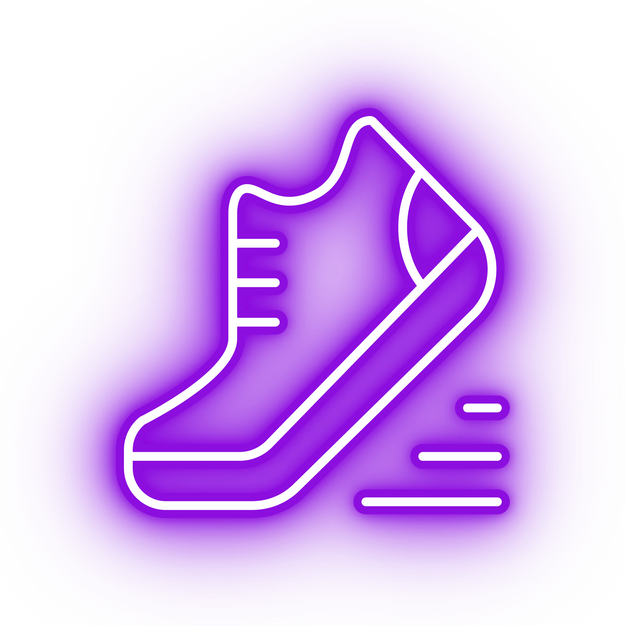 Neon purple running icon